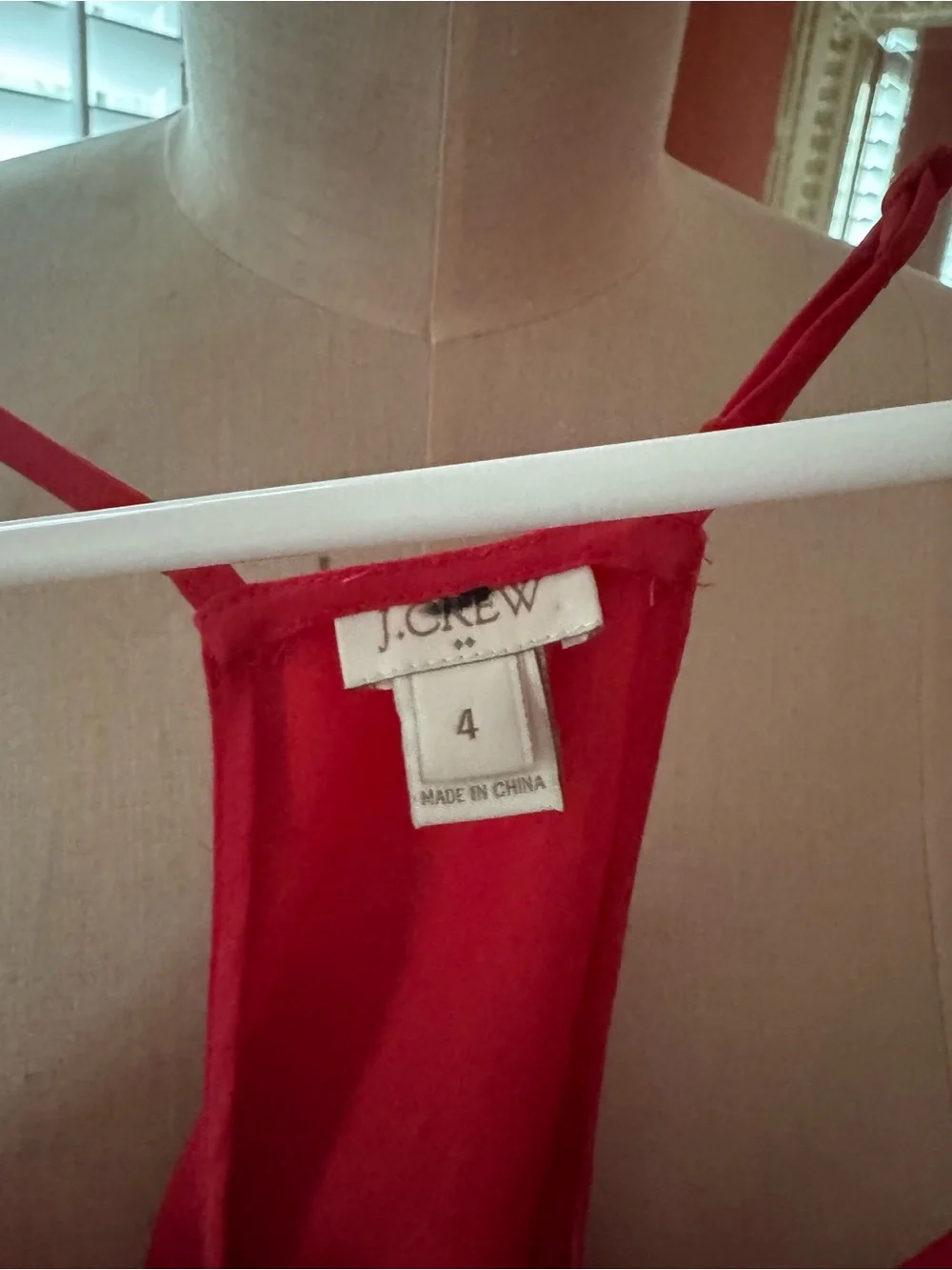 J. Crew Red Satin Spaghetti-Strap Cami